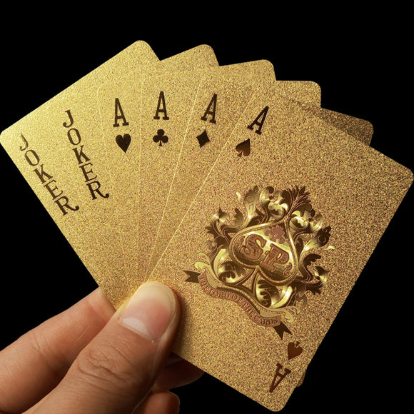 Golden Playing Cards foil poker set Magic card 24K Gold Waterproof